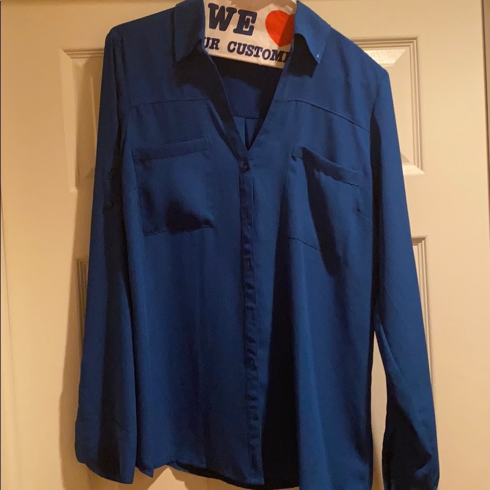 Express portofino relaxed fit button up blouse-med